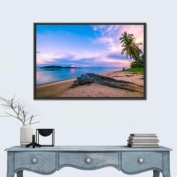 Tropical Beach And Sea At Sunrise Time Canvas Wall Art-5 Horizontal-Gallery Wrap-22" x 12"-Tiaracle