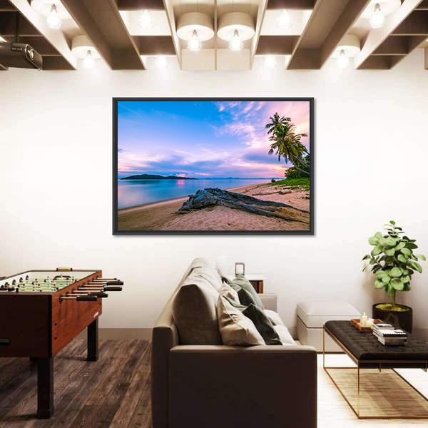 Tropical Beach And Sea At Sunrise Time Canvas Wall Art-5 Horizontal-Gallery Wrap-22" x 12"-Tiaracle