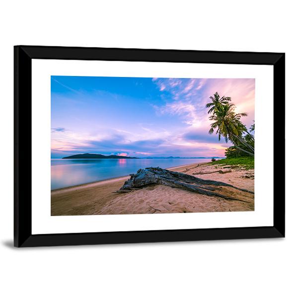 Tropical Beach And Sea At Sunrise Time Canvas Wall Art-3 Horizontal-Gallery Wrap-25" x 16"-Tiaracle