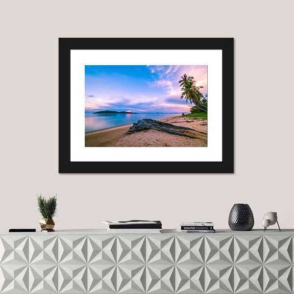 Tropical Beach And Sea At Sunrise Time Canvas Wall Art-3 Horizontal-Gallery Wrap-25" x 16"-Tiaracle