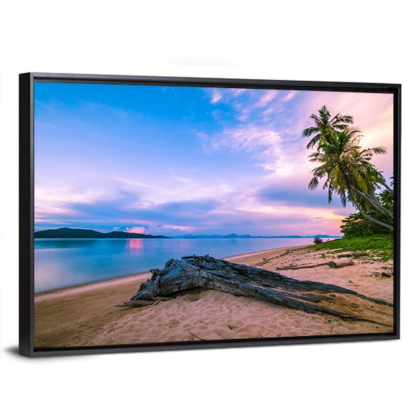 Tropical Beach And Sea At Sunrise Time Canvas Wall Art-5 Horizontal-Gallery Wrap-22" x 12"-Tiaracle