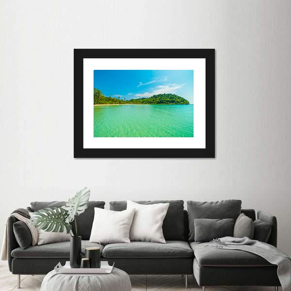 Tropical Beach And Sea Canvas Wall Art-1 Piece-Framed Print-20" x 16"-Tiaracle