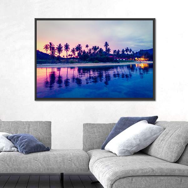 Tropical Beach And Sea In Thailand Canvas Wall Art-1 Piece-Floating Frame-24" x 16"-Tiaracle