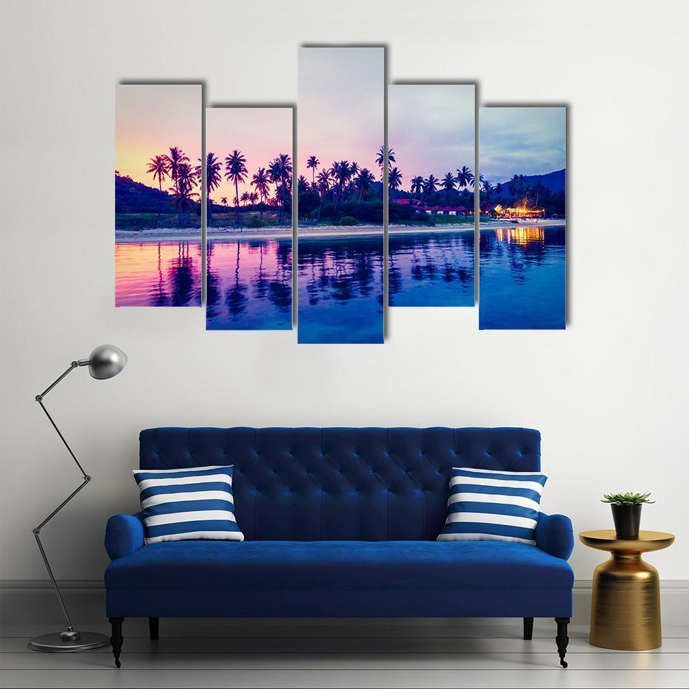 Tropical Beach And Sea In Thailand Canvas Wall Art-5 Pop-Gallery Wrap-47" x 32"-Tiaracle