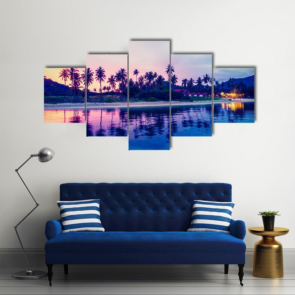 Tropical Beach And Sea In Thailand Canvas Wall Art-5 Star-Gallery Wrap-62" x 32"-Tiaracle