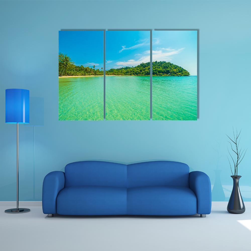 Tropical Beach And Sea Canvas Wall Art-3 Horizontal-Gallery Wrap-37" x 24"-Tiaracle