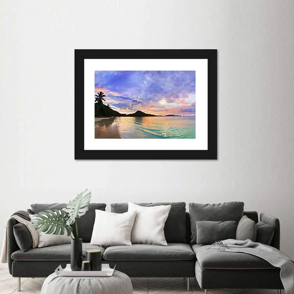 Tropical Beach Cote d'Or At Sunset Canvas Wall Art-1 Piece-Framed Print-20" x 16"-Tiaracle