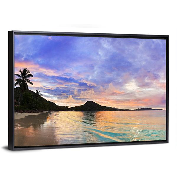 Tropical Beach Cote d'Or At Sunset Canvas Wall Art-3 Horizontal-Gallery Wrap-25" x 16"-Tiaracle