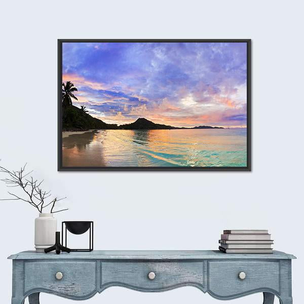 Tropical Beach Cote d'Or At Sunset Canvas Wall Art-3 Horizontal-Gallery Wrap-25" x 16"-Tiaracle