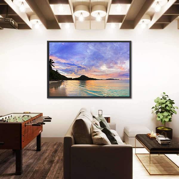 Tropical Beach Cote d'Or At Sunset Canvas Wall Art-3 Horizontal-Gallery Wrap-25" x 16"-Tiaracle
