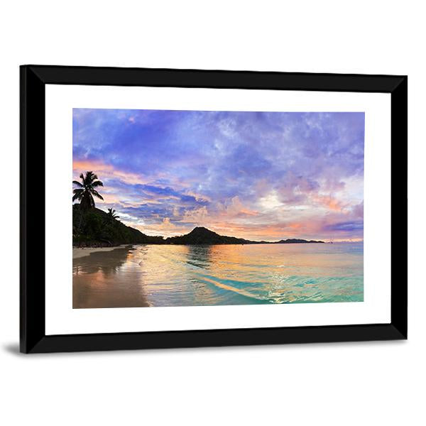 Tropical Beach Cote d'Or At Sunset Canvas Wall Art-3 Horizontal-Gallery Wrap-25" x 16"-Tiaracle