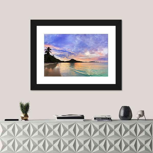 Tropical Beach Cote d'Or At Sunset Canvas Wall Art-3 Horizontal-Gallery Wrap-25" x 16"-Tiaracle