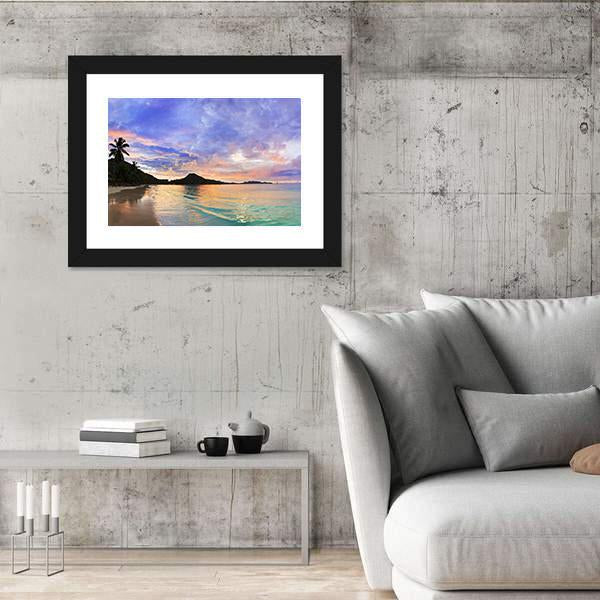 Tropical Beach Cote d'Or At Sunset Canvas Wall Art-3 Horizontal-Gallery Wrap-25" x 16"-Tiaracle