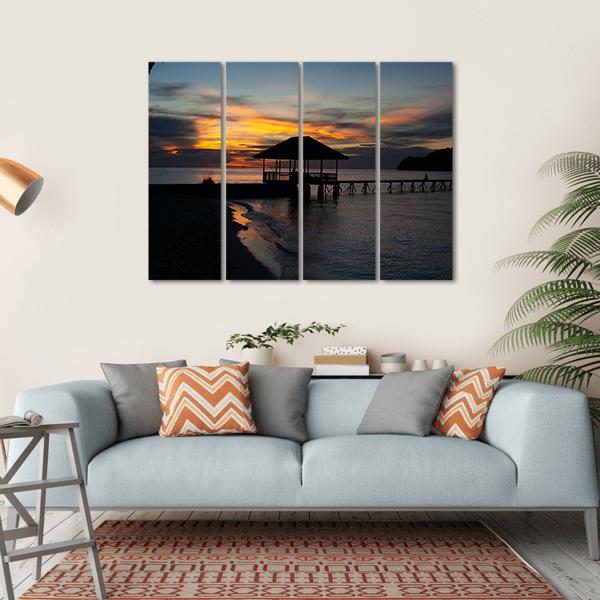 Tropical Beach In Bali Island At Sunset Canvas Wall Art-4 Horizontal-Gallery Wrap-34" x 24"-Tiaracle