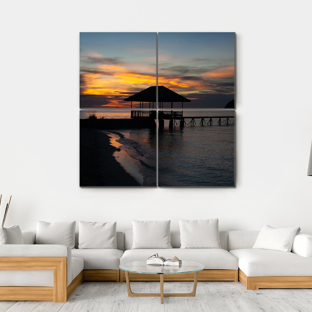 Tropical Beach In Bali Island At Sunset Canvas Wall Art-4 Square-Gallery Wrap-17" x 17"-Tiaracle