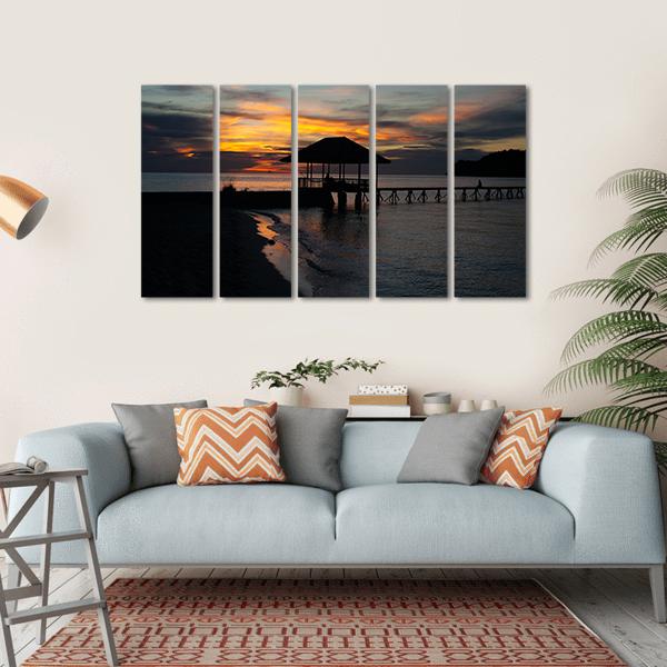 Tropical Beach In Bali Island At Sunset Canvas Wall Art-5 Horizontal-Gallery Wrap-22" x 12"-Tiaracle