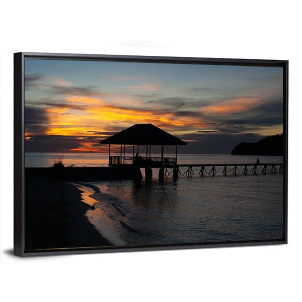 Tropical Beach In Bali Island At Sunset Canvas Wall Art-3 Horizontal-Gallery Wrap-25" x 16"-Tiaracle
