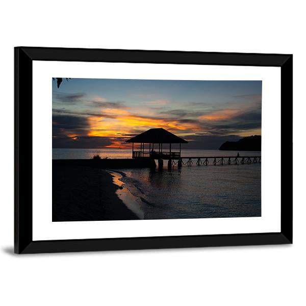 Tropical Beach In Bali Island At Sunset Canvas Wall Art-3 Horizontal-Gallery Wrap-25" x 16"-Tiaracle
