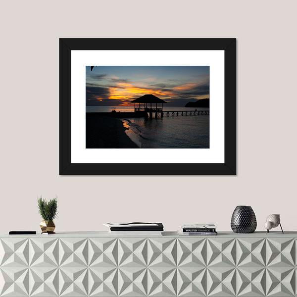 Tropical Beach In Bali Island At Sunset Canvas Wall Art-3 Horizontal-Gallery Wrap-25" x 16"-Tiaracle