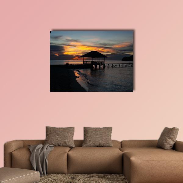 Tropical Beach In Bali Island At Sunset Canvas Wall Art-1 Piece-Gallery Wrap-48" x 32"-Tiaracle