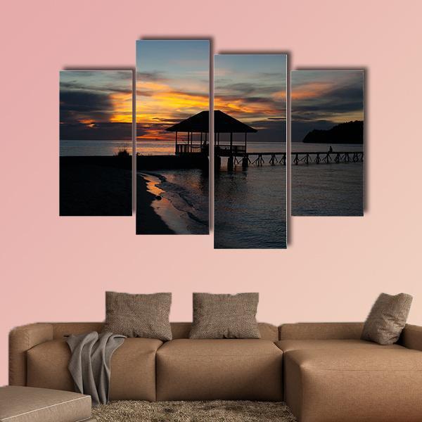 Tropical Beach In Bali Island At Sunset Canvas Wall Art-4 Pop-Gallery Wrap-50" x 32"-Tiaracle
