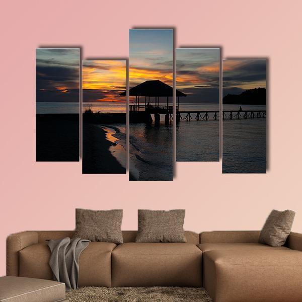 Tropical Beach In Bali Island At Sunset Canvas Wall Art-5 Pop-Gallery Wrap-47" x 32"-Tiaracle