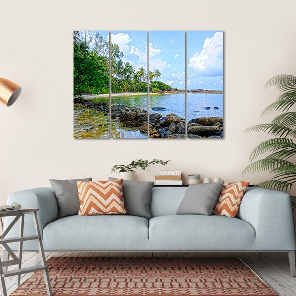Tropical Beach In Seychelles Canvas Wall Art-4 Horizontal-Gallery Wrap-34" x 24"-Tiaracle