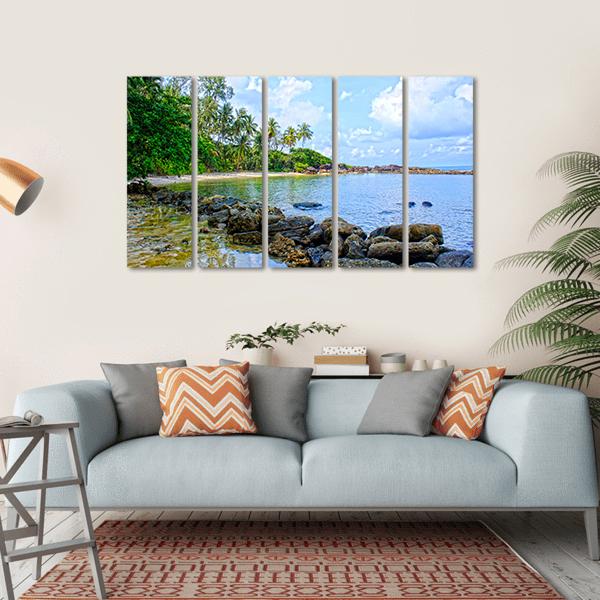 Tropical Beach In Seychelles Canvas Wall Art-5 Horizontal-Gallery Wrap-22" x 12"-Tiaracle