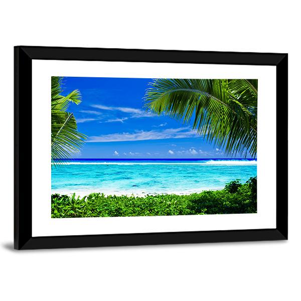 Tropical Beach Lagoon Panoramic Canvas Wall Art-1 Piece-36" x 12"-Tiaracle