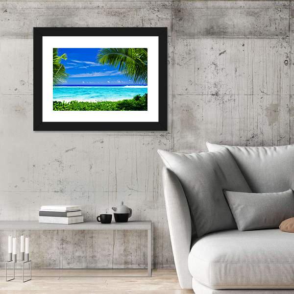 Tropical Beach Lagoon Panoramic Canvas Wall Art-1 Piece-36" x 12"-Tiaracle