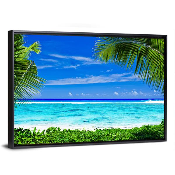 Tropical Beach Lagoon Panoramic Canvas Wall Art-1 Piece-36" x 12"-Tiaracle