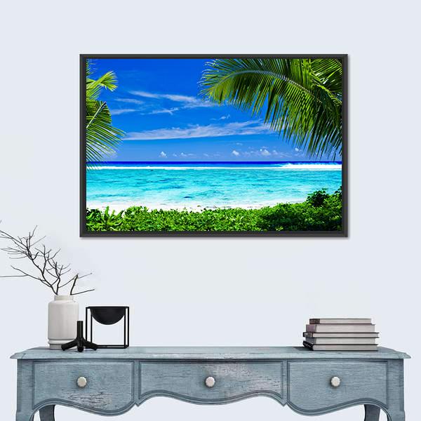 Tropical Beach Lagoon Panoramic Canvas Wall Art-1 Piece-36" x 12"-Tiaracle