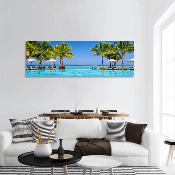 Beach Resort In Mauritius Panoramic Canvas Wall Art-1 Piece-36" x 12"-Tiaracle