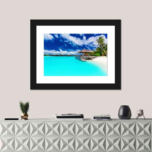 Tropical Beach Under Cloudy Sky Canvas Wall Art-3 Horizontal-Gallery Wrap-25" x 16"-Tiaracle