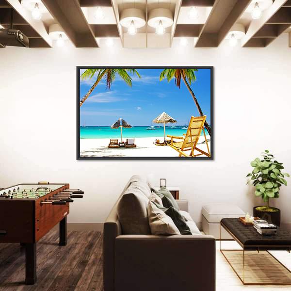 Tropical Beach View Canvas Wall Art-3 Horizontal-Gallery Wrap-25" x 16"-Tiaracle