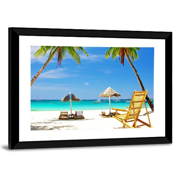 Tropical Beach View Canvas Wall Art-3 Horizontal-Gallery Wrap-25" x 16"-Tiaracle