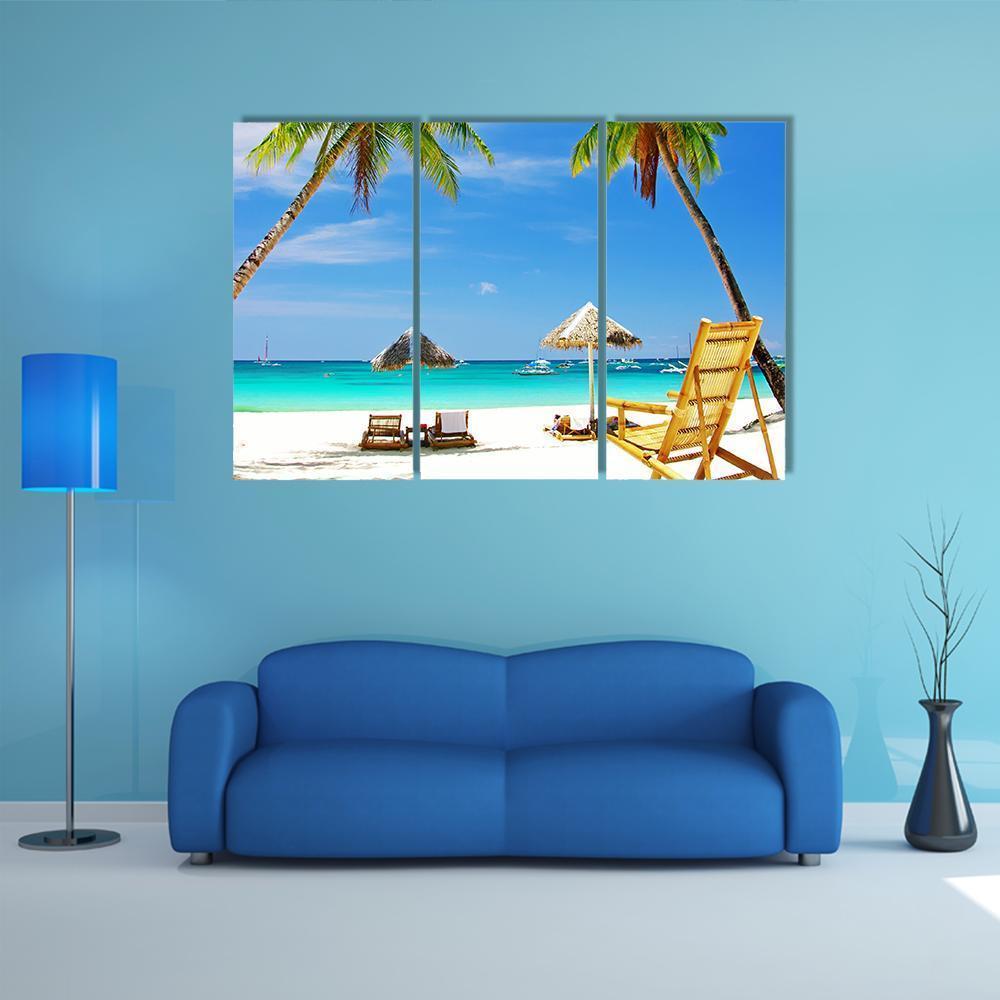 Tropical Beach View Canvas Wall Art-3 Horizontal-Gallery Wrap-37" x 24"-Tiaracle