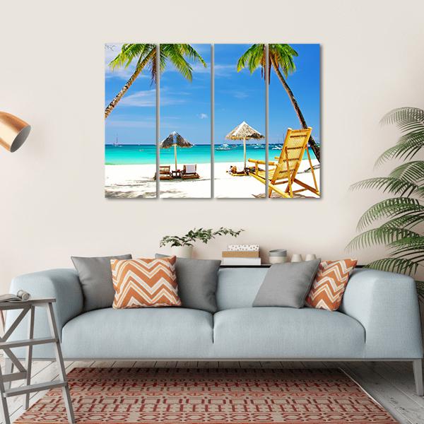 Tropical Beach View Canvas Wall Art-4 Horizontal-Gallery Wrap-34" x 24"-Tiaracle