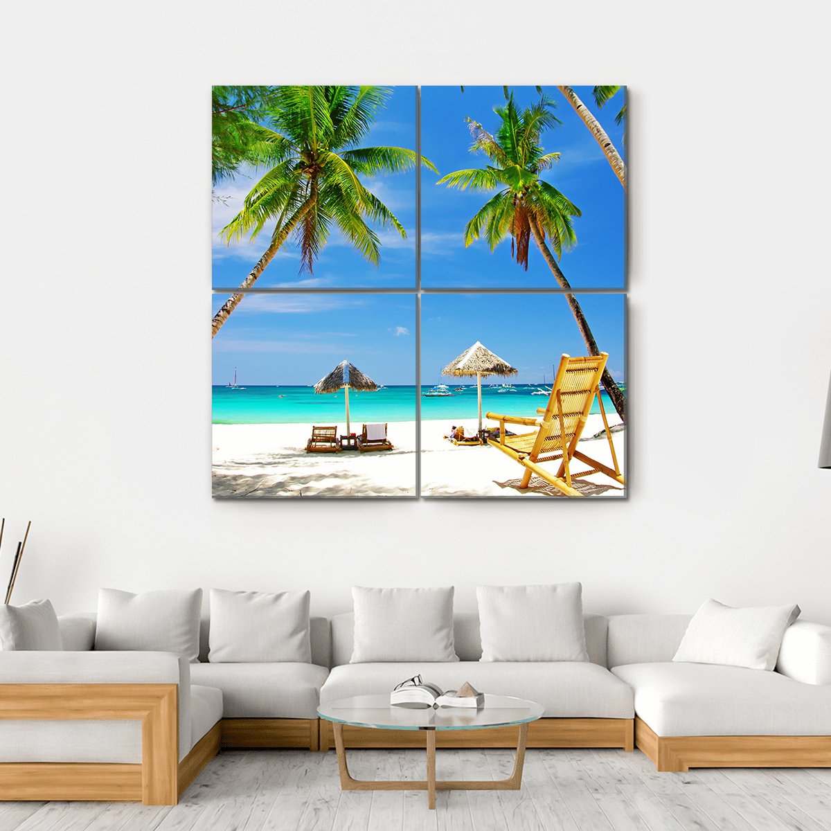 Tropical Beach View Canvas Wall Art-4 Square-Gallery Wrap-17" x 17"-Tiaracle