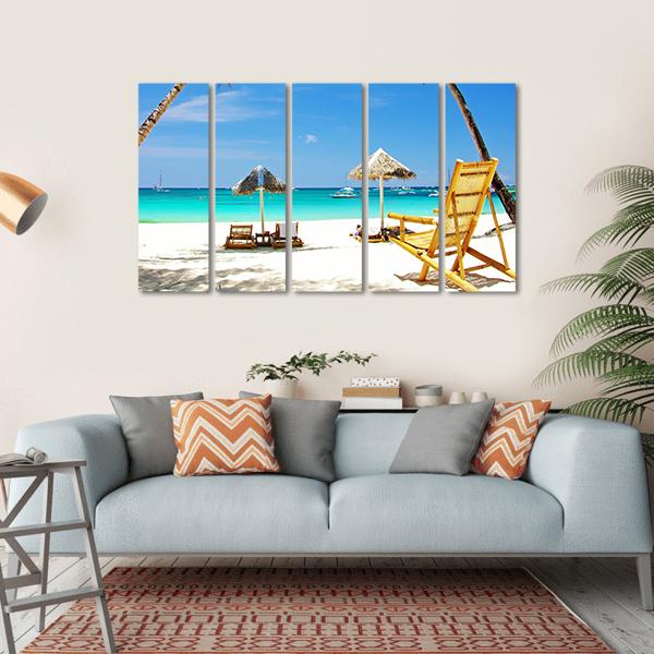 Tropical Beach View Canvas Wall Art-5 Horizontal-Gallery Wrap-22" x 12"-Tiaracle