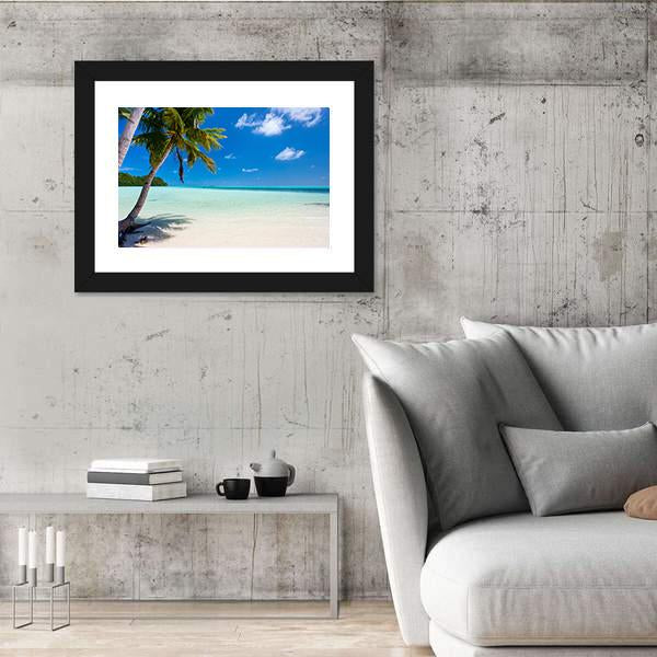 Tropical Beach With Palm Trees At Palau Canvas Wall Art-3 Horizontal-Gallery Wrap-25&quot; x 16&quot;-Tiaracle