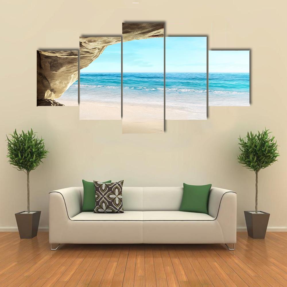 Tropical Cave Canvas Wall Art-5 Star-Gallery Wrap-62" x 32"-Tiaracle