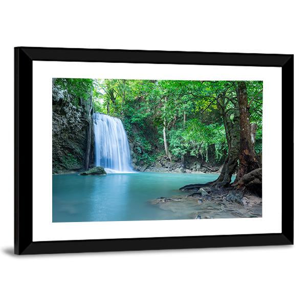 Tropical Erawan Waterfall Canvas Wall Art-3 Horizontal-Gallery Wrap-25" x 16"-Tiaracle