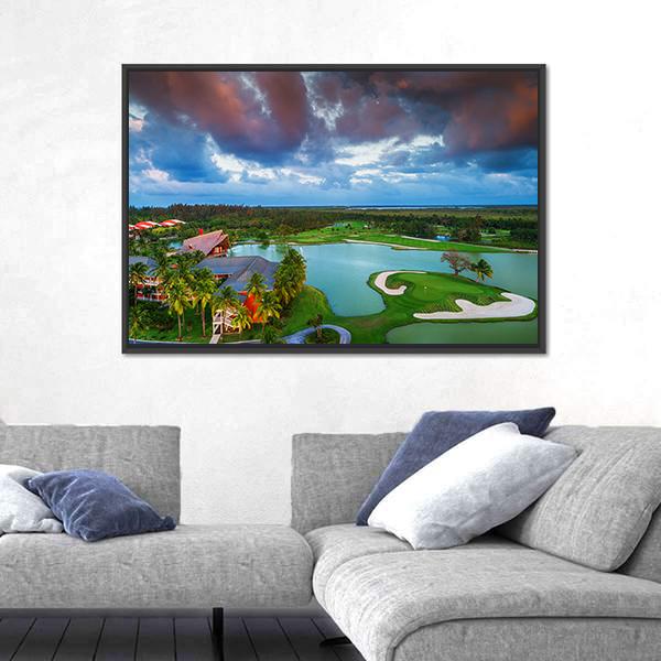 Tropical Golf Course In Dominican Republic Panoramic Canvas Wall Art-1 Piece-36" x 12"-Tiaracle