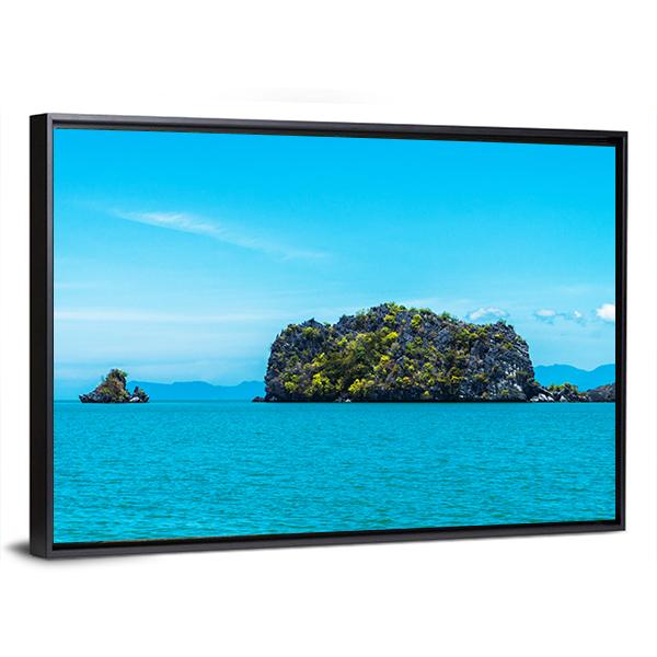 Tropical Island And Ocean Canvas Wall Art-3 Horizontal-Gallery Wrap-25" x 16"-Tiaracle