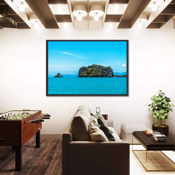 Tropical Island And Ocean Canvas Wall Art-3 Horizontal-Gallery Wrap-25" x 16"-Tiaracle