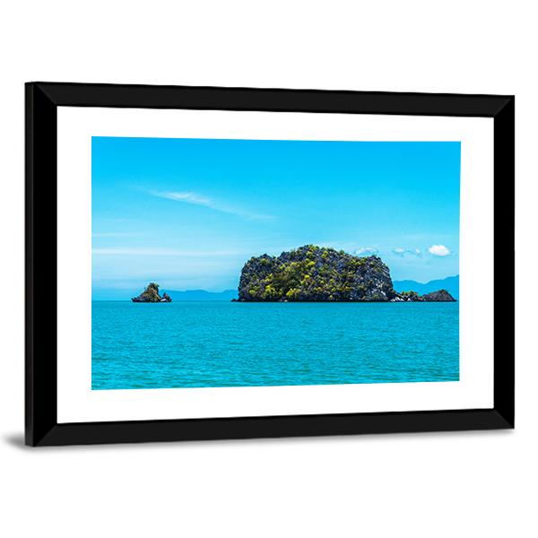 Tropical Island And Ocean Canvas Wall Art-3 Horizontal-Gallery Wrap-25" x 16"-Tiaracle
