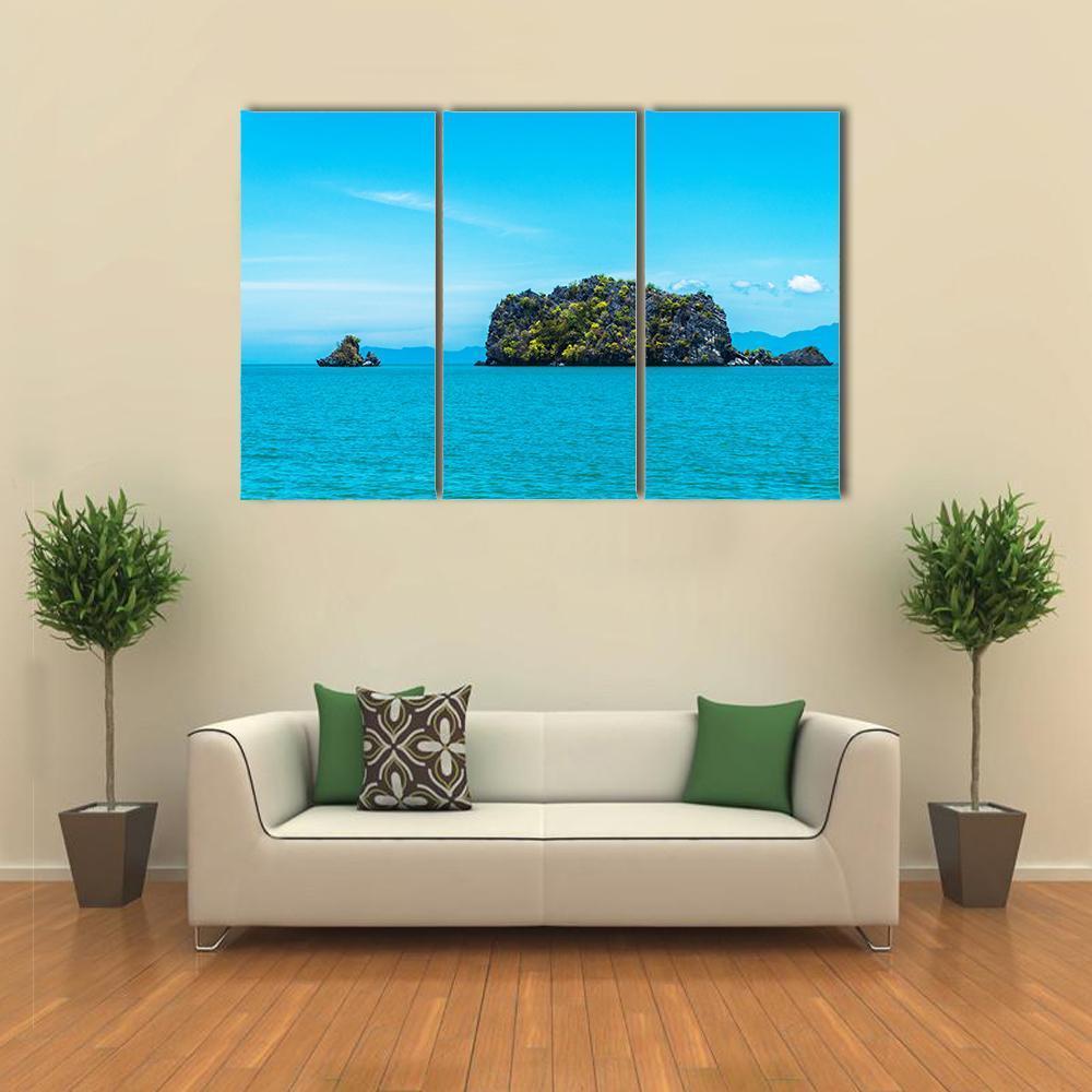 Tropical Island And Ocean Canvas Wall Art-3 Horizontal-Gallery Wrap-37" x 24"-Tiaracle
