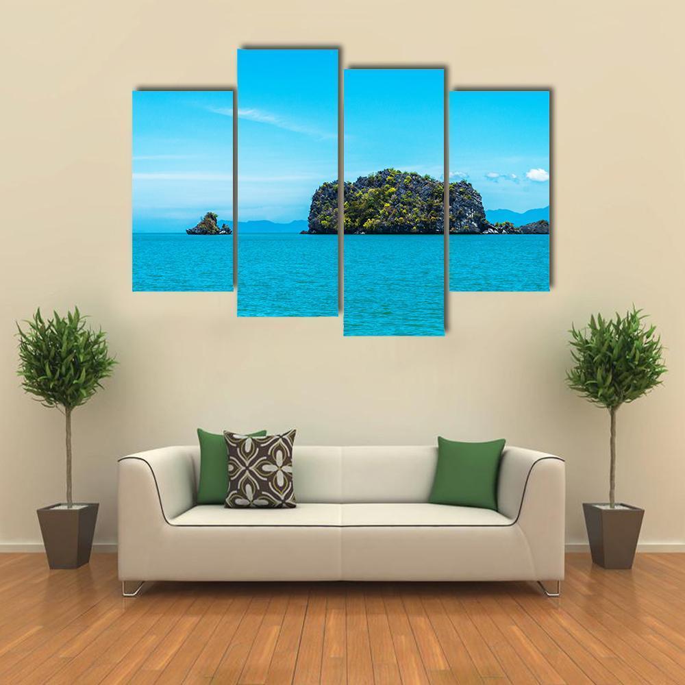 Tropical Island And Ocean Canvas Wall Art-4 Pop-Gallery Wrap-50" x 32"-Tiaracle