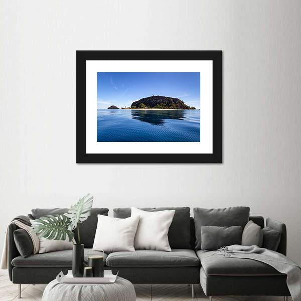 Tropical Island And Small Beach Canvas Wall Art-1 Piece-Framed Print-20" x 16"-Tiaracle